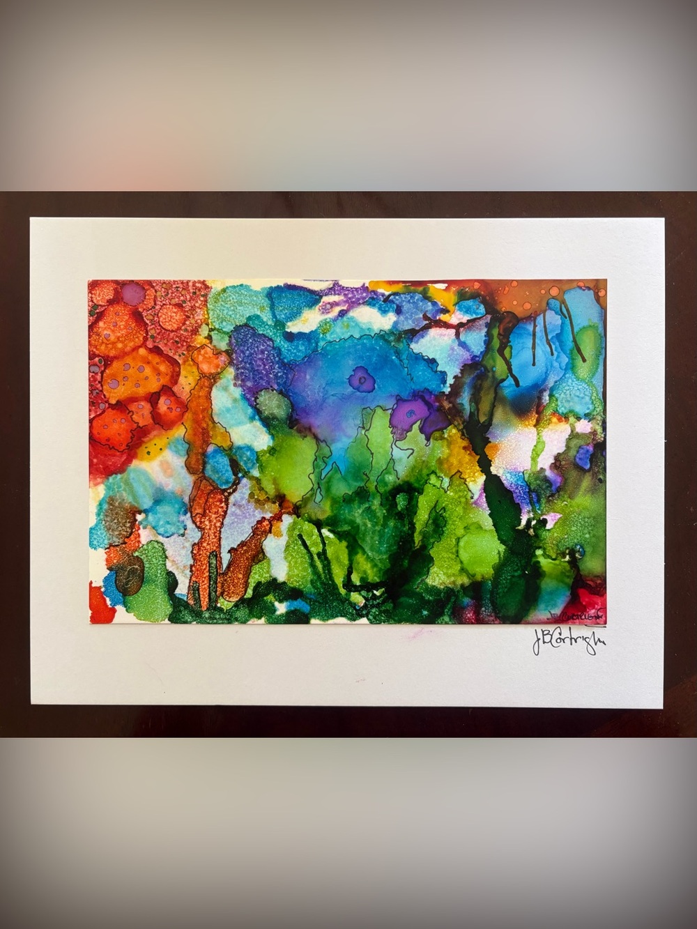 Original Abstract Multicolor Alcohol Ink Painting - Kelp Snack
